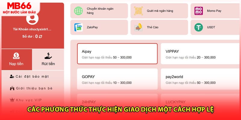 Các phương thức thực hiện giao dịch một cách hợp lệ